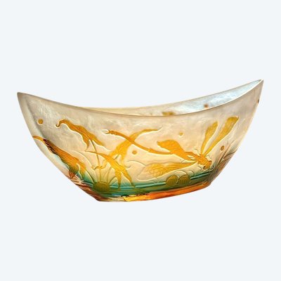 Coppa Navette "Dragonfly" Art Nouveau Emile Gallé