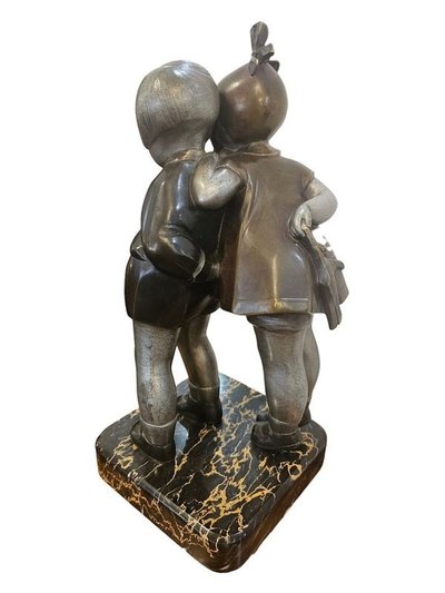 Alexandre Kelety Bronzo Art Déco "Segreti d'infanzia"