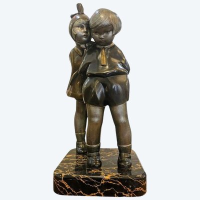 Alexandre Kelety Bronzo Art Déco "Segreti d'infanzia"