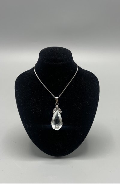 Pendentif Serti D’une Aiguë Marine Et Diamants