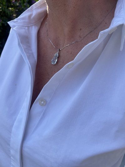 Pendentif Serti D’une Aiguë Marine Et Diamants