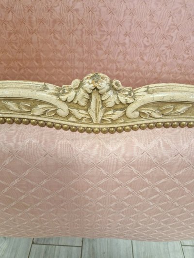 Letto matrimoniale Corbeille rosa francese in stile Luigi XV
