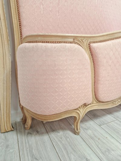 Letto matrimoniale Corbeille rosa francese in stile Luigi XV