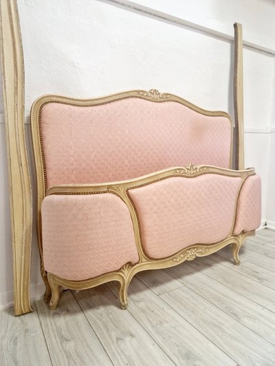 Letto matrimoniale Corbeille rosa francese in stile Luigi XV