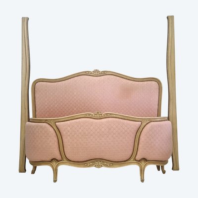 Letto matrimoniale Corbeille rosa francese in stile Luigi XV