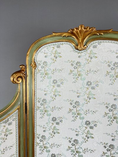 Paravent De Style Louis XV, Patine Vert Amande, France, XIXe Siècle
