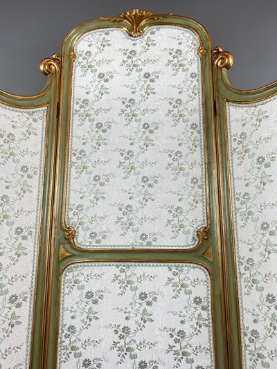 Paravent De Style Louis XV, Patine Vert Amande, France, XIXe Siècle