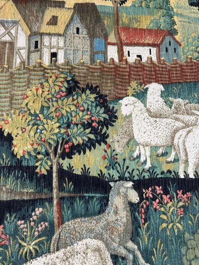 Wall tapestry, pastoral scene – medieval style, 20th century