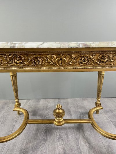 Table de Style Louis XVI à Plateau en Marbre – XIXe Siècle