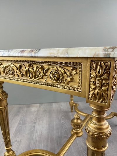 Table de Style Louis XVI à Plateau en Marbre – XIXe Siècle