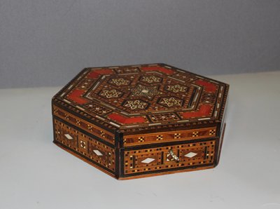 Syrian Hexagonal Marquetry Box Circa 1920