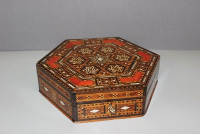 Syrian Hexagonal Marquetry Box Circa 1920
