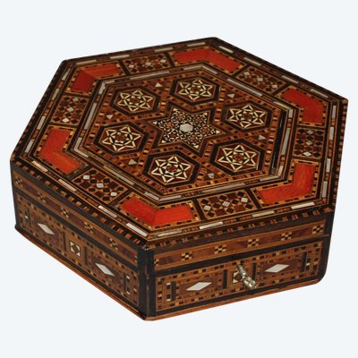 Syrian Hexagonal Marquetry Box Circa 1920