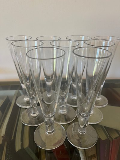 9 flûte da champagne in cristallo Baccarat dell'inizio del XIX secolo