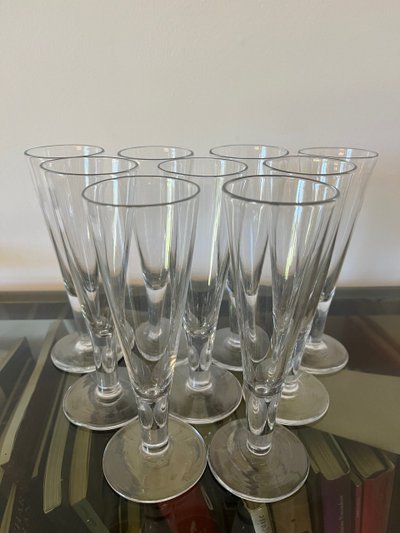 9 flûte da champagne in cristallo Baccarat dell'inizio del XIX secolo