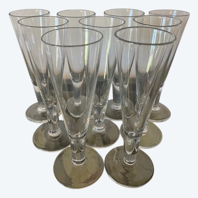 9 flûte da champagne in cristallo Baccarat dell'inizio del XIX secolo