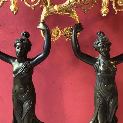 Candelabro con ballerine antiche, periodo Impero