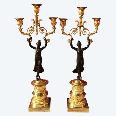 Candelabro con ballerine antiche, periodo Impero