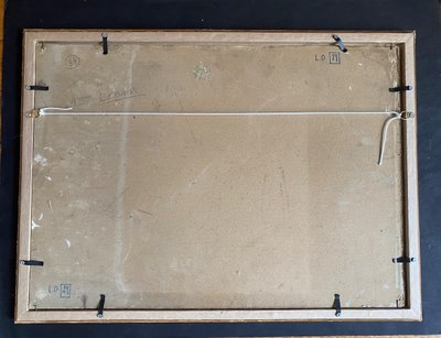 n Permesso. La giostra. O. Lorin. Scuola francese, inizi del XX secolo. Olio su cartone, con cornice. 