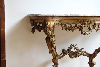 Consolle italiana in legno intagliato e dipinto, Italia XVIII secolo