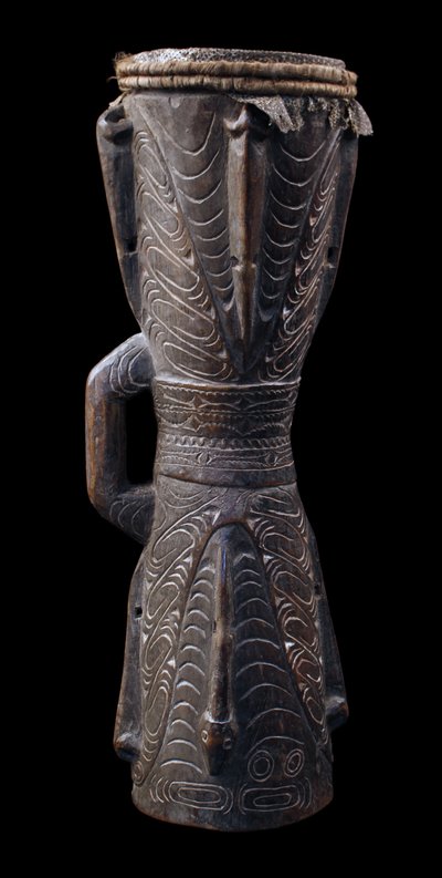 Tambour à main, Instrument Traditionnel, Art Océanien, Art Tribal, Papouasie Nouvelle Guinée, Kundu
