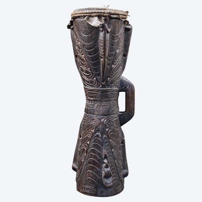 Tambour à main, Instrument Traditionnel, Art Océanien, Art Tribal, Papouasie Nouvelle Guinée, Kundu