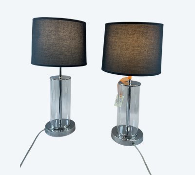 Paire de lampes en verre dans le style Ralph Lauren 