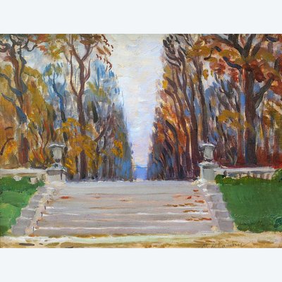 Maurice de Lambert 1873-1953 Paris, Jardin du Luxembourg, Gemälde, um 1920, Landschaft