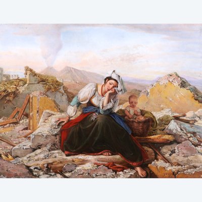 Amélie LEDUC, da Louis Léopold ROBERT, Il giorno dopo il terremoto, porcellana