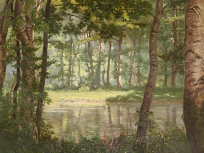 Georges RODRIGUES HENRIQUES, Vue sur un étang en Forêt de Marly (TRÈS GRAND FORMAT)