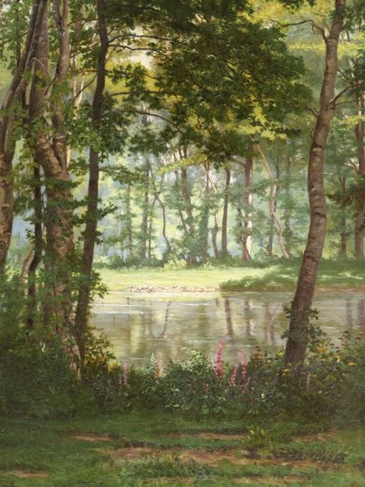 Georges RODRIGUES HENRIQUES, Vue sur un étang en Forêt de Marly (TRÈS GRAND FORMAT)