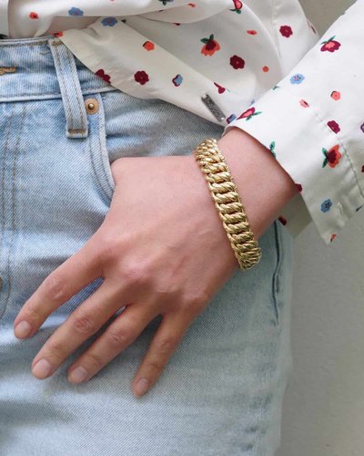 Bracelet ancien maille américaine en or 18k, bracelet année 1930, Bijou ancien, bracelet ancien