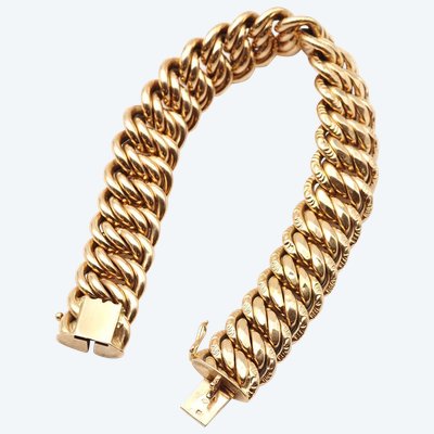 Bracelet ancien maille américaine en or 18k, bracelet année 1930, Bijou ancien, bracelet ancien