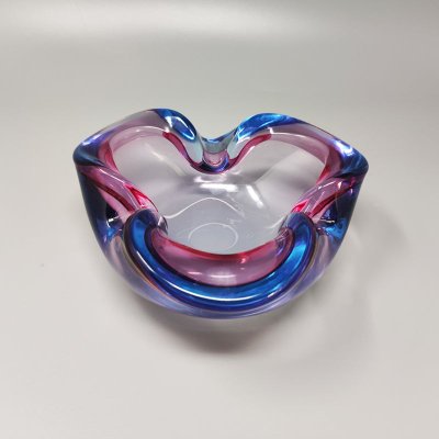 Splendido posacenere blu e rosa degli anni '60 di Flavio Poli per Seguso