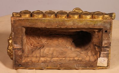 Agnello Mistico sul Libro con Sette Sigilli in Legno Dorato - XVIII Secolo