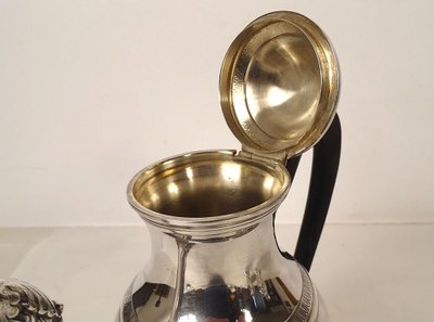 Service à Café Empire Verseuse Cafetière Argent Massif Minerve 1969gr XIXè