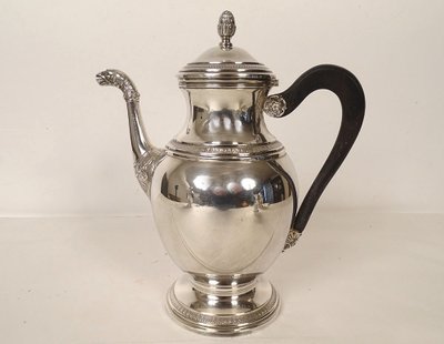 Service à Café Empire Verseuse Cafetière Argent Massif Minerve 1969gr XIXè