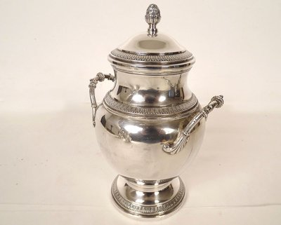 Service à Café Empire Verseuse Cafetière Argent Massif Minerve 1969gr XIXè