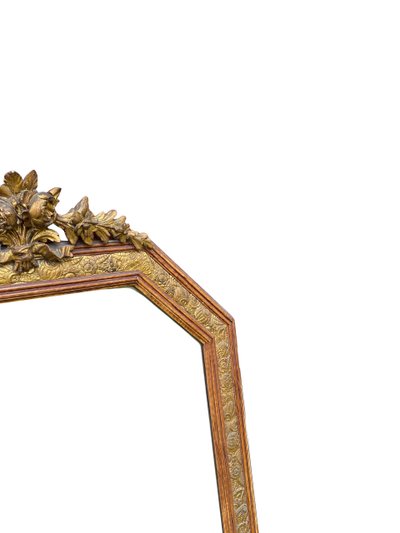 Large gilded wood mirror, Louis XVI - Art Nouveau transition style, late 19th century