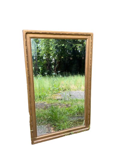 19th Century Beveled Mirror in Gilded Wood, Louis XVI Style – 45 x 72 cm