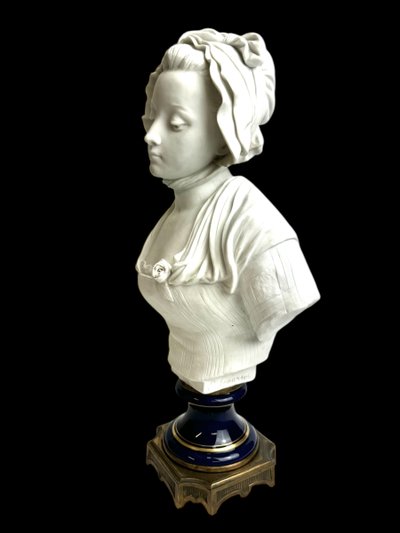 E. Laurent - Biscuit Bust of a Young Girl with a Rose