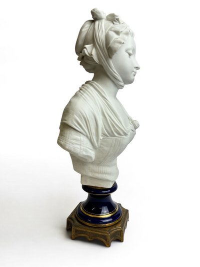 E. Laurent - Biscuit Bust of a Young Girl with a Rose