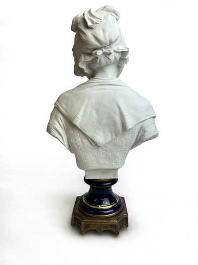 E. Laurent - Biscuit Bust of a Young Girl with a Rose