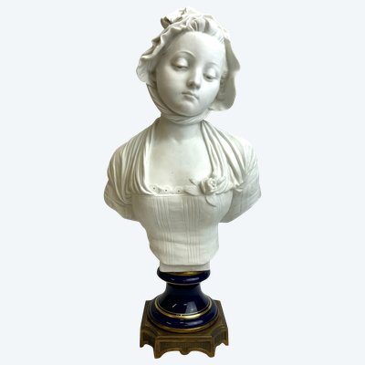 E. Laurent - Biscuit Bust of a Young Girl with a Rose