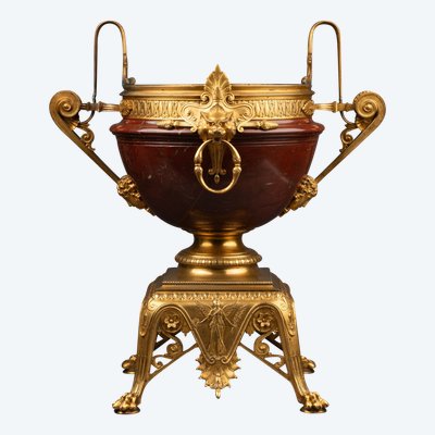 Red Marble Cup, Gilt Bronze Mount, 19th Century