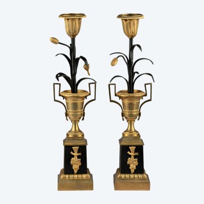 Pair of "Return from Egypt" Candlesticks, First Empire Period