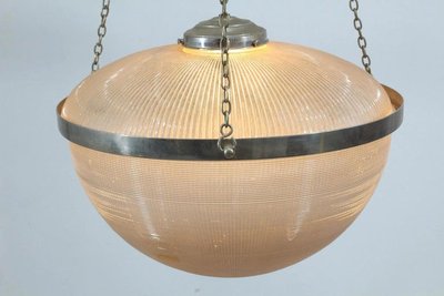 HOLOPHANE Very important and rare double glass reflector pendant light CIRCA 1930