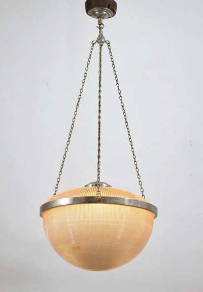 HOLOPHANE Very important and rare double glass reflector pendant light CIRCA 1930