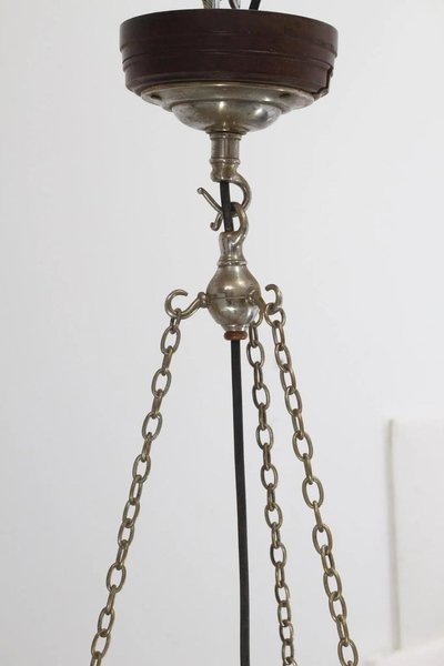 HOLOPHANE Very important and rare double glass reflector pendant light CIRCA 1930