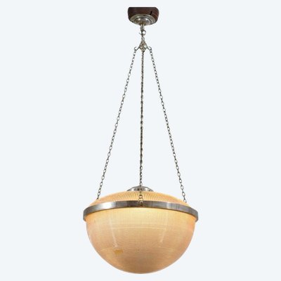 HOLOPHANE Very important and rare double glass reflector pendant light CIRCA 1930